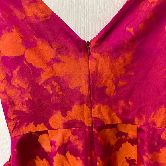 Lela Rose Fuchsia Pink Floral Tafetta Dress Sz 6 - Picture 8 of 11